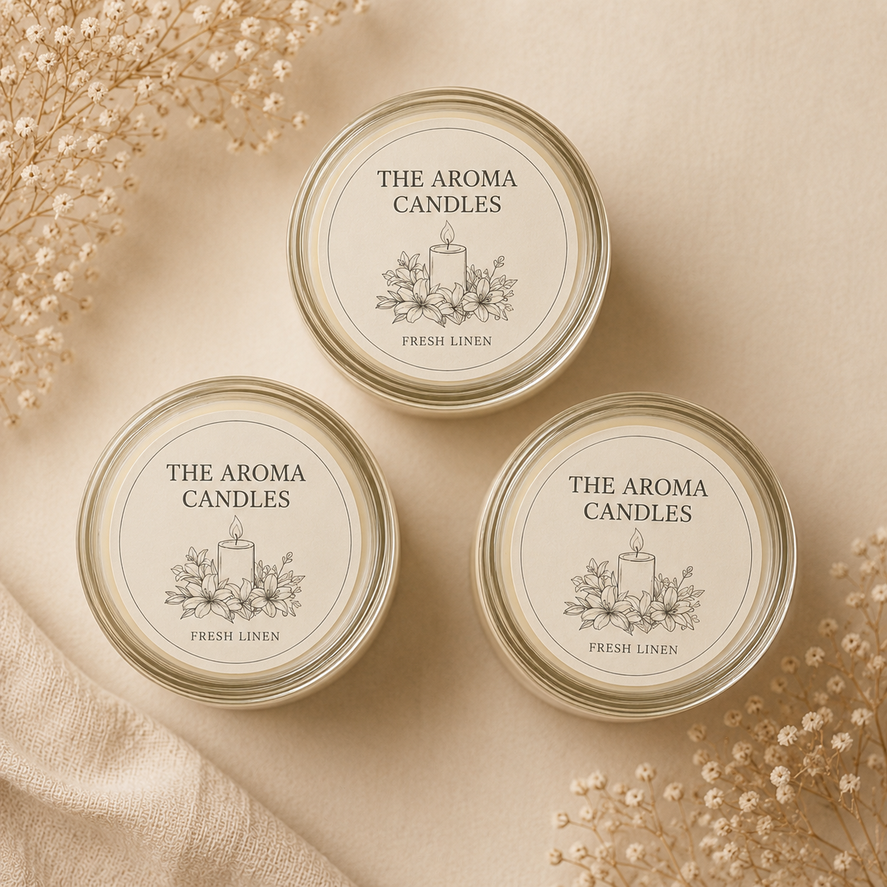 Fresh Linen Soy Blend Candle Set – 3 Pack