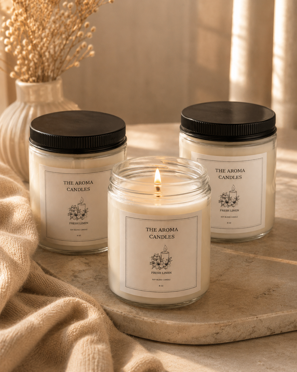 Fresh Linen Soy Blend Candle Set – 3 Pack